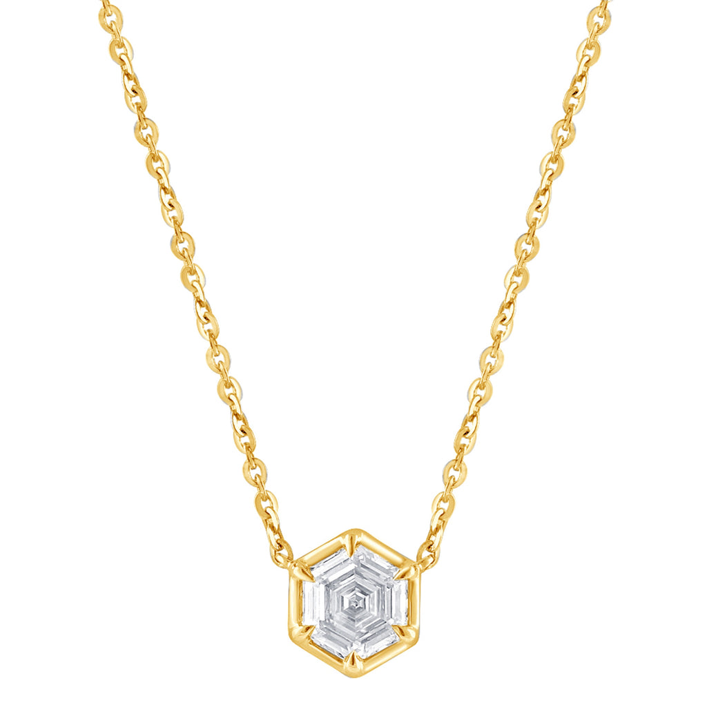 ReMARKable Designs Pendant Necklace in 14 Karat Yellow Gold with 1.00ctw of Round Lab-Grown Diamond