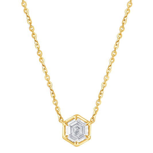 ReMARKable Designs Pendant Necklace in 14 Karat Yellow Gold with 1.00ctw of Round Lab-Grown Diamond