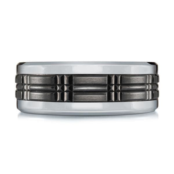 Tantalum titanium carved band, black grey design.