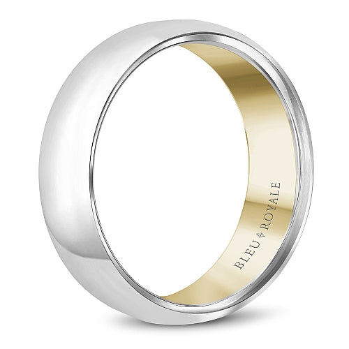 14K White Gold Men's Carved Band
