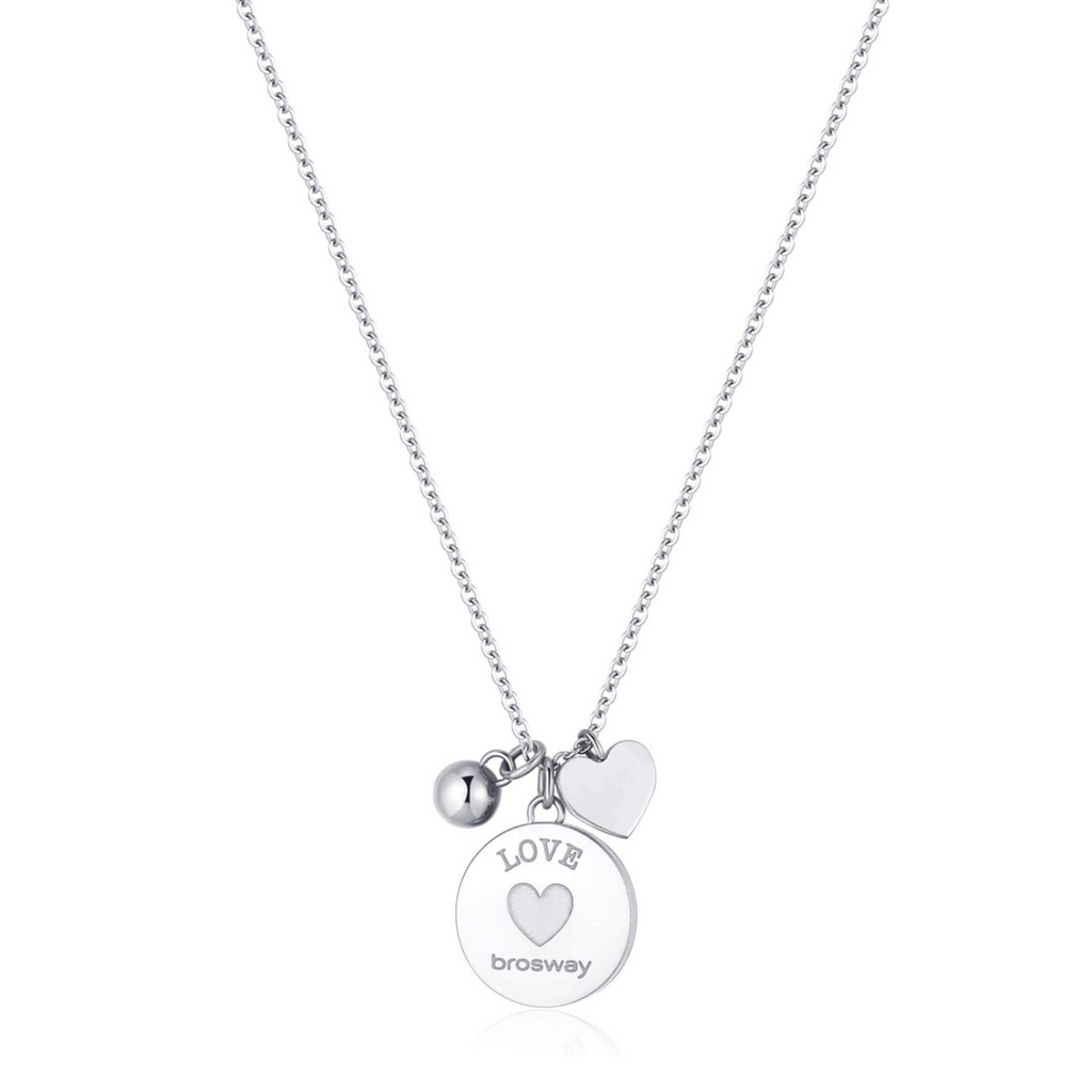 Stainless steel necklace with heart charms.