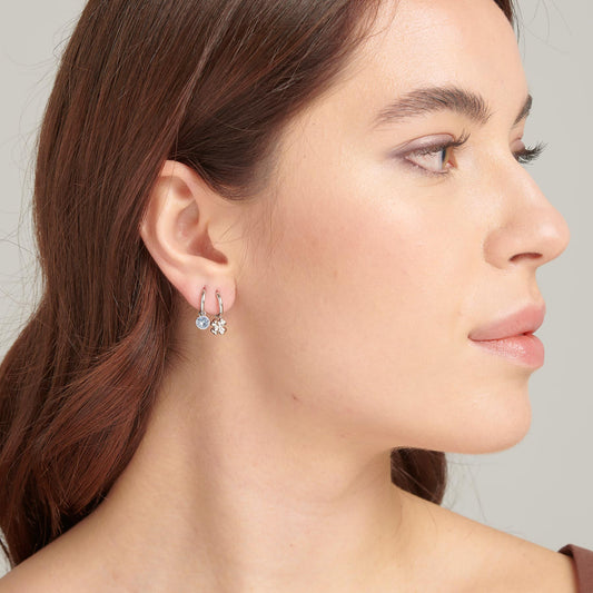 Simulated diamond dangle earrings, stainless steel.