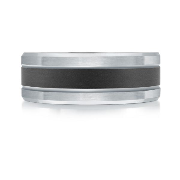 Carbon fiber and white gold men's band.