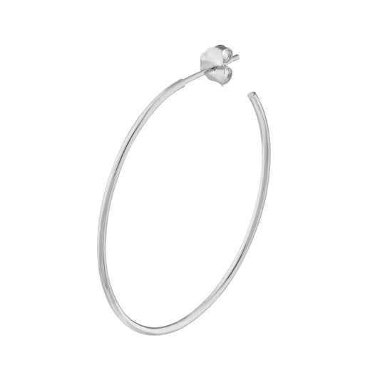 14K white gold polished hoop earring.