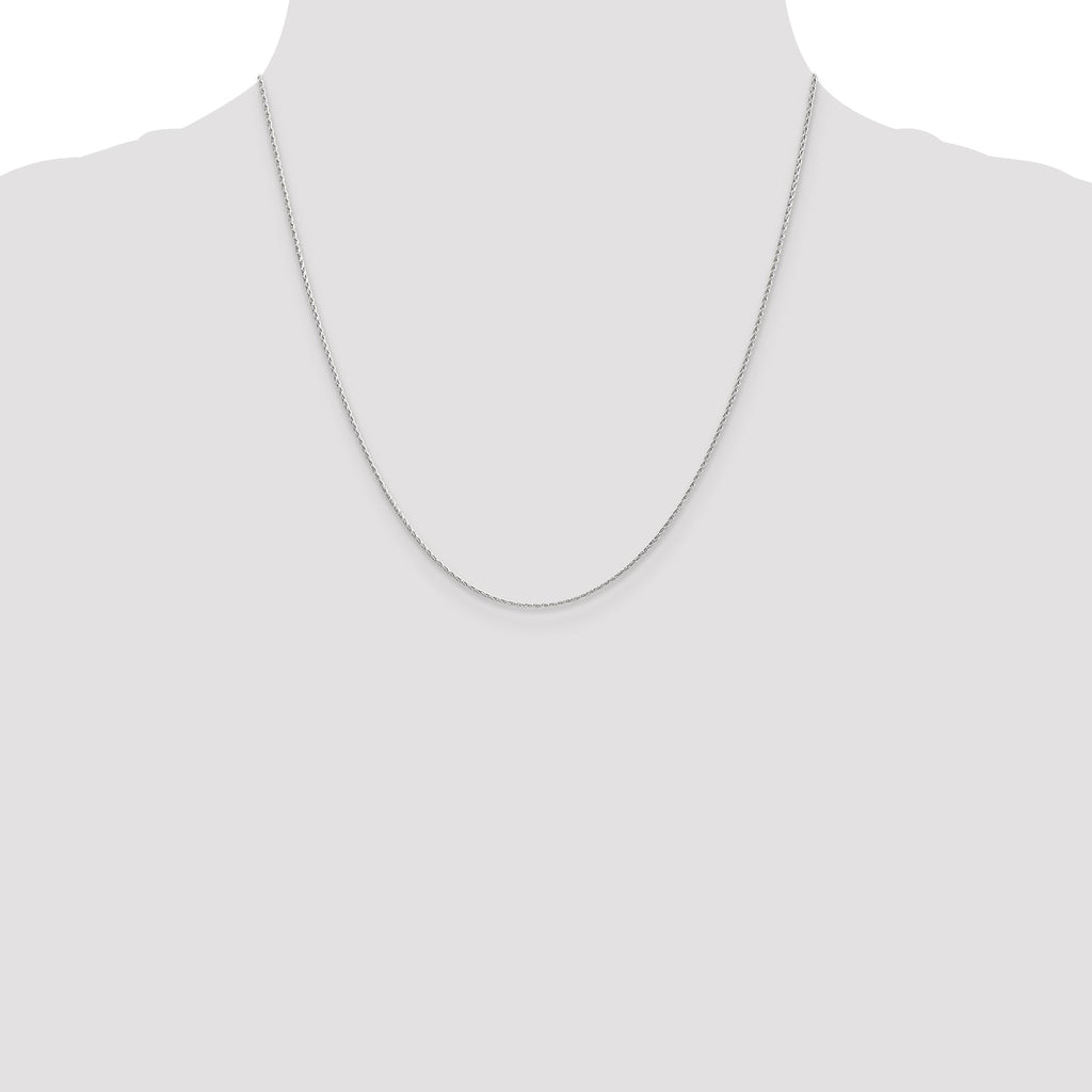 14K white gold round wheat chain.
