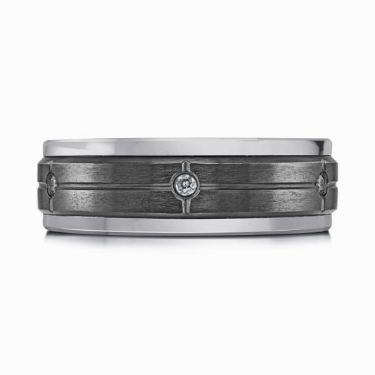 Tantalum band with round diamond accents.