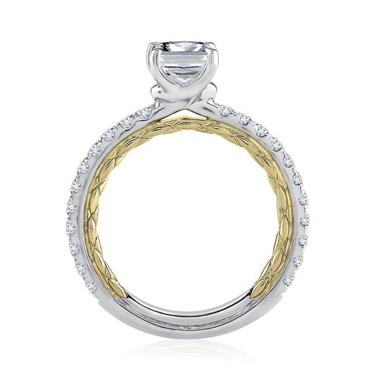 White-yellow gold ring with side diamonds.