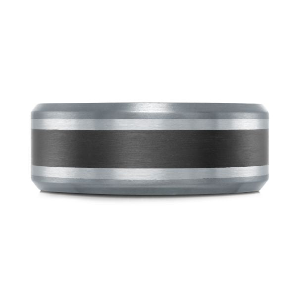 Tantalum white-black carved men's band.