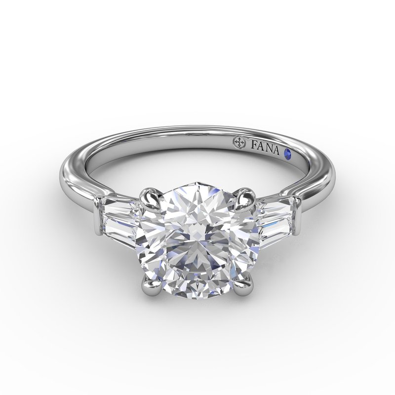 14K white gold ring with baguette diamonds.