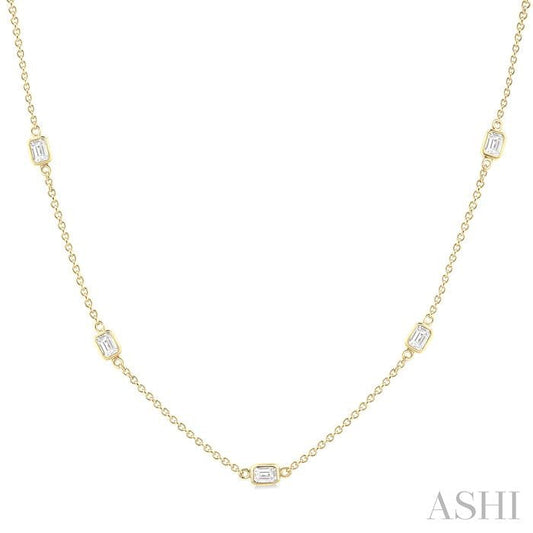 ReMARKable Designs Diamonds By The Yard Natural Diamond Necklace in 14 Karat Yellow Gold with 1.5ctw Round Diamonds, Cable Link Chain, Lobster Claw Clasp