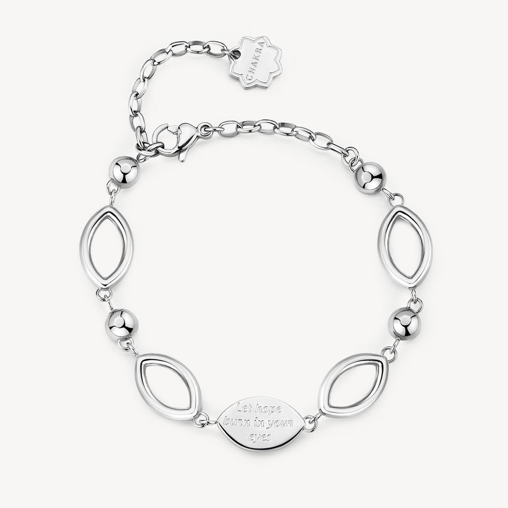 Stainless steel bracelet with marquise links.