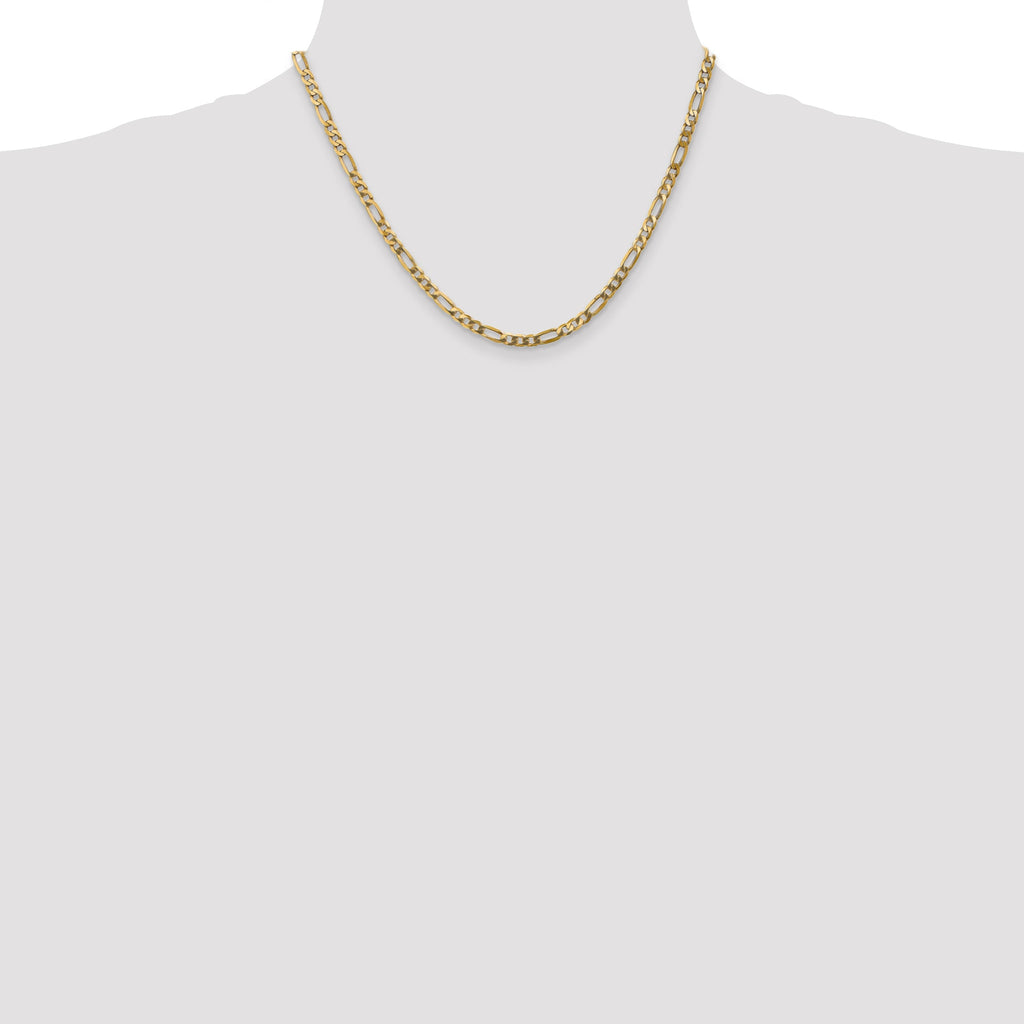 14K yellow gold Figaro chain necklace.