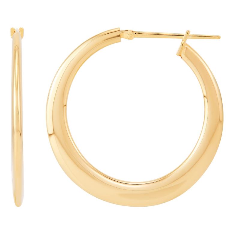 14K Yellow Gold Medium Hoop Earrings