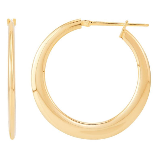 14K Yellow Gold Medium Hoop Earrings