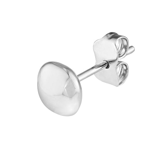 14K white gold polished stud earring.