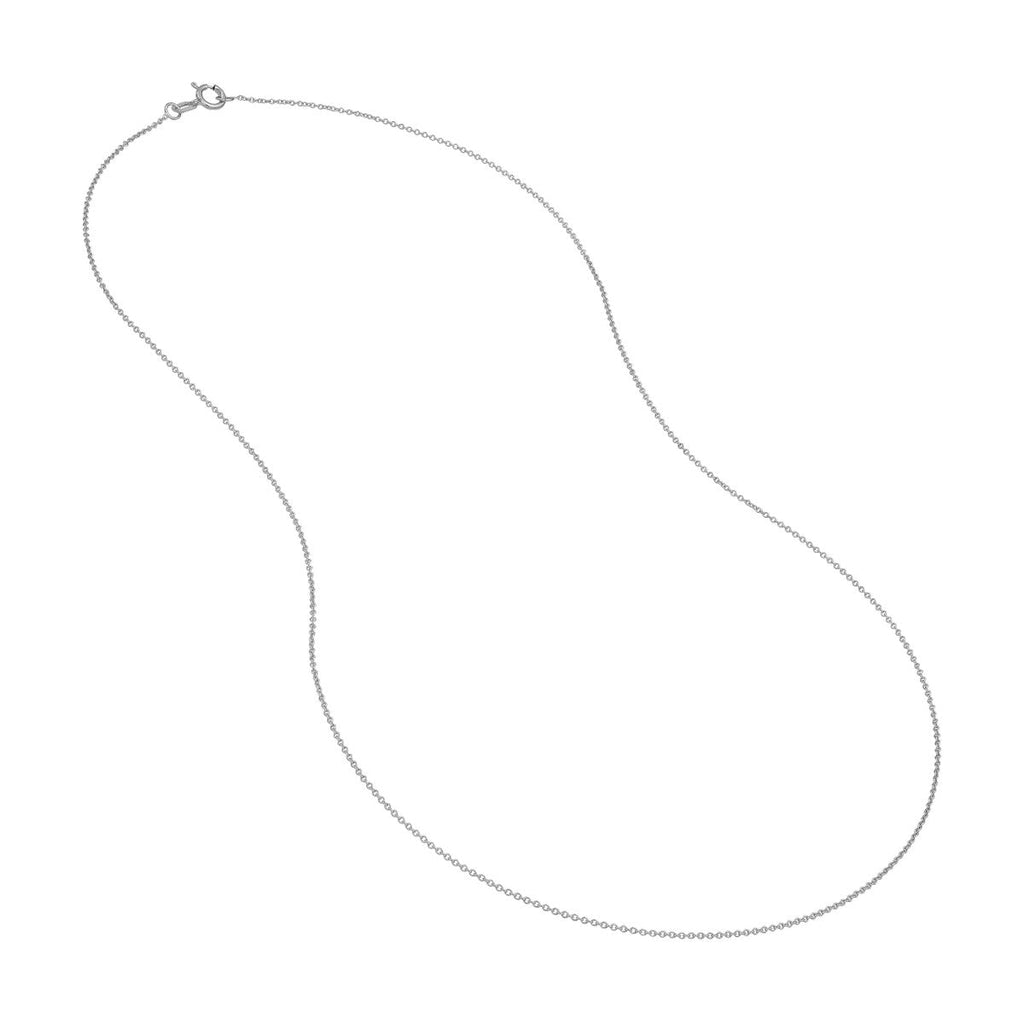 14K white gold cable link necklace.