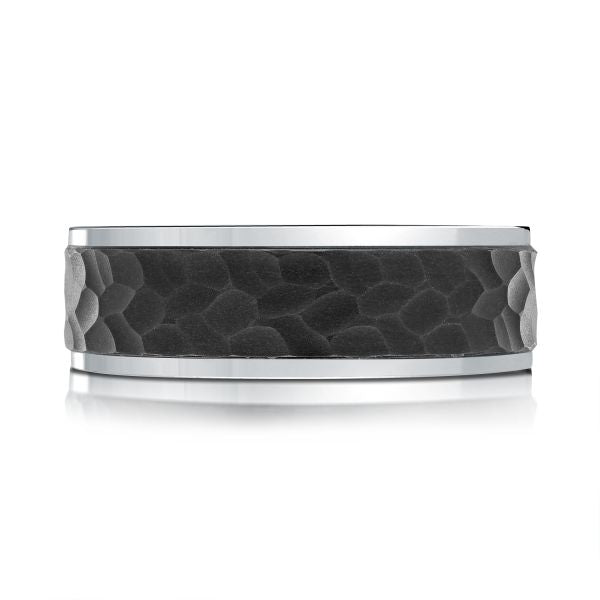 Carbon fiber band with satin-hammered finish.