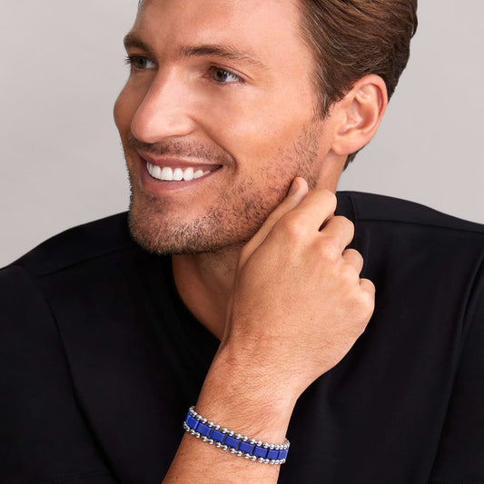 LAGOS Men's Fancy Link Bracelet in Ceramic Blue