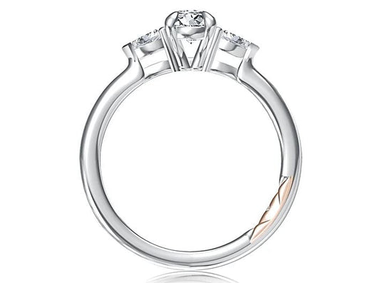 Three-stone diamond ring in white gold.