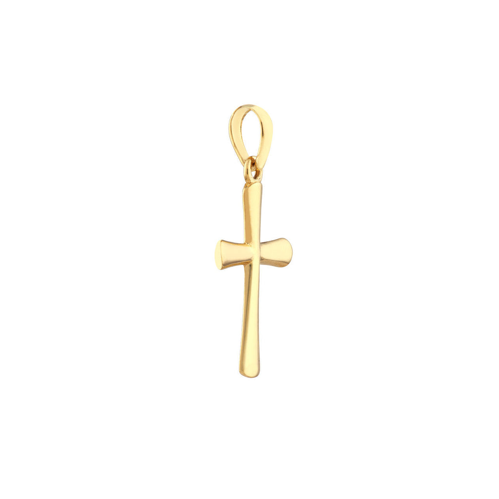 14K yellow gold minimalist cross pendant.