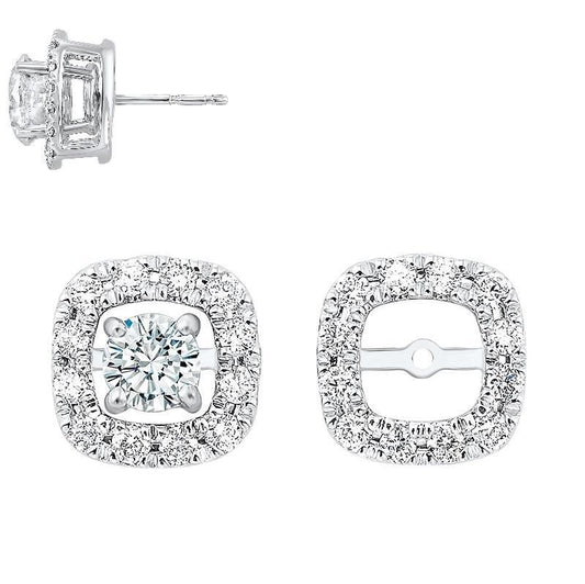 14K white gold diamond jacket earrings.