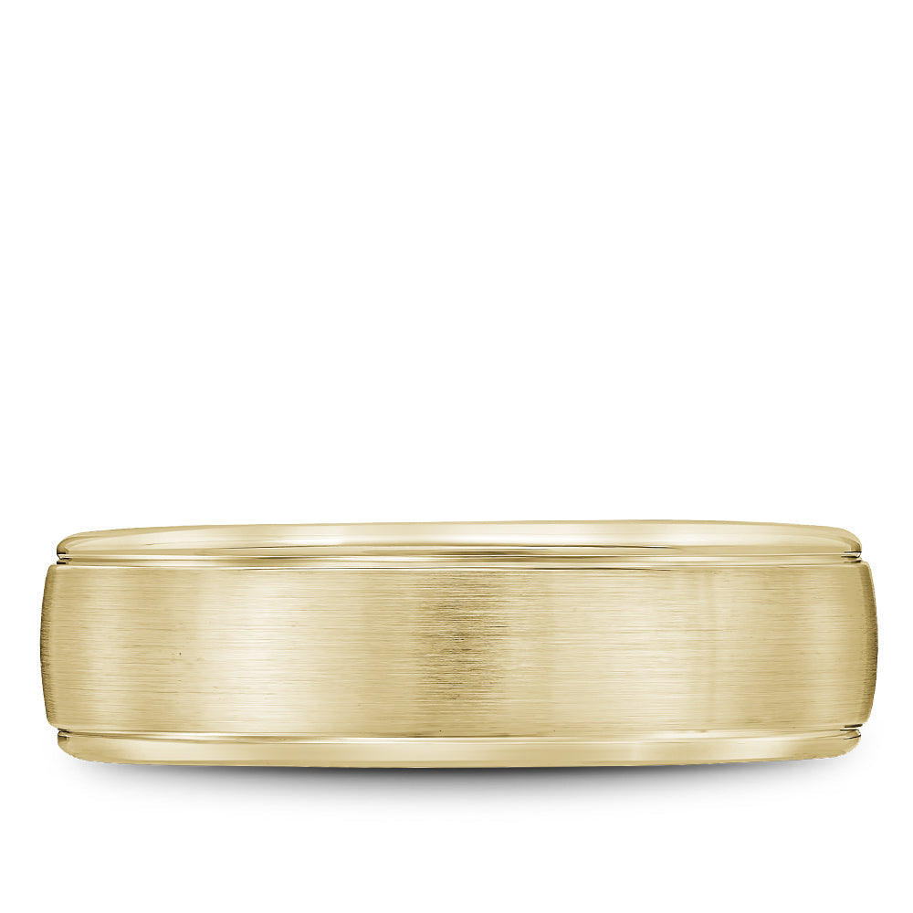 14K yellow gold carved band, polished satin finish.