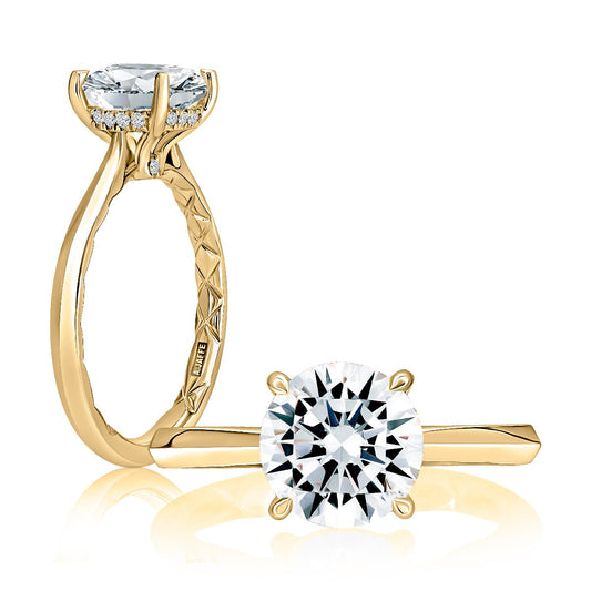 14K yellow gold ring with round diamonds.