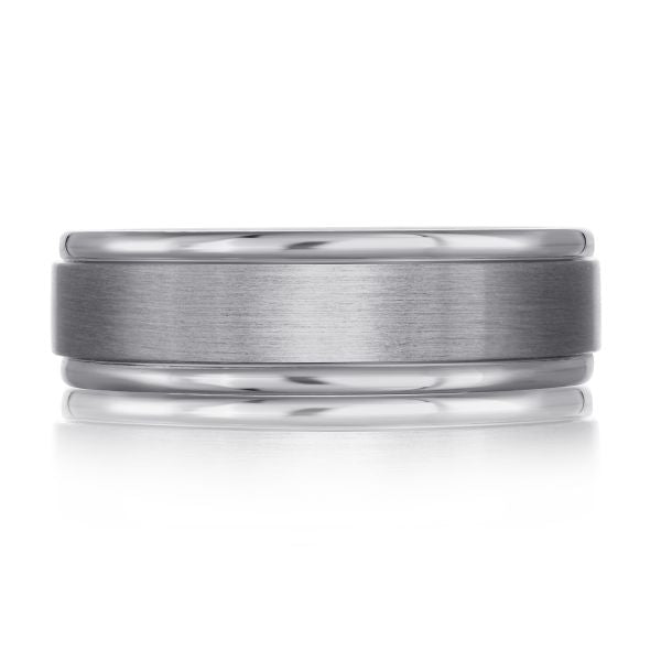 Tantalum grey carved men's band, 8MM.