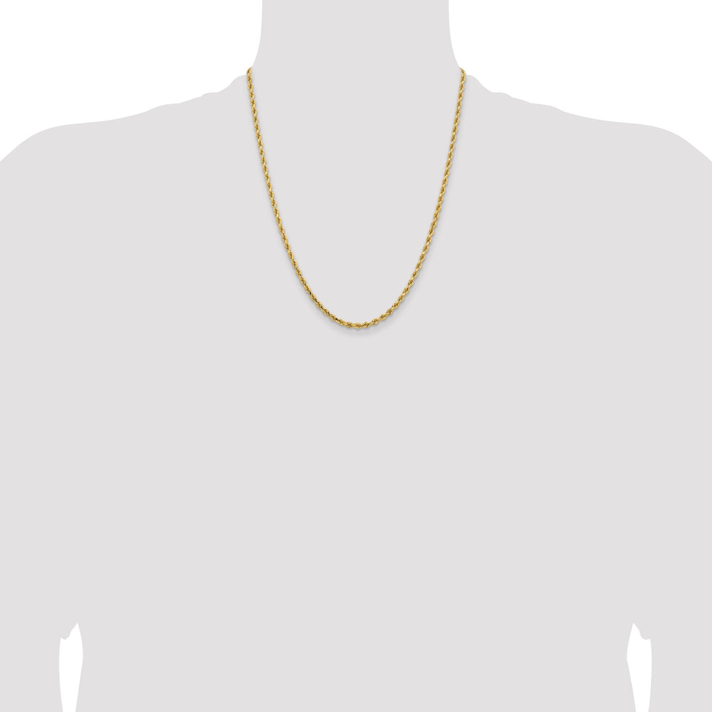 Diamond cut rope chain, 14K yellow gold.