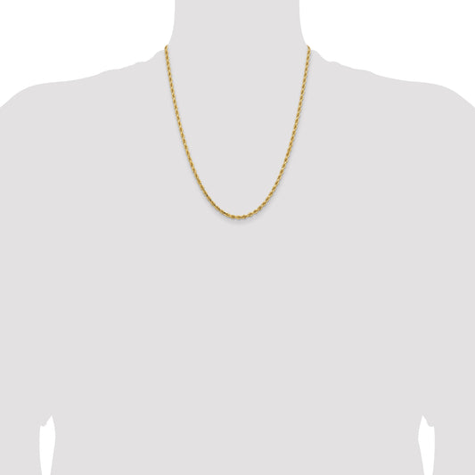 Diamond cut rope chain, 14K yellow gold.