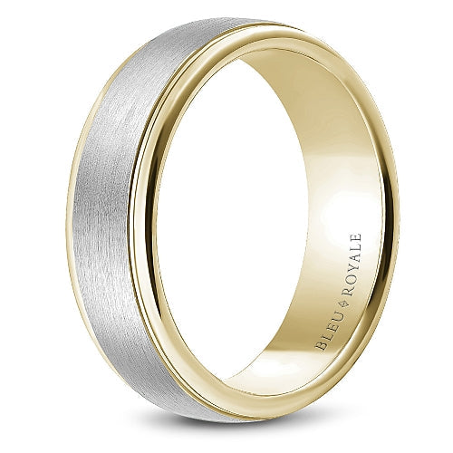 14K White-Yellow Carved Men's Band