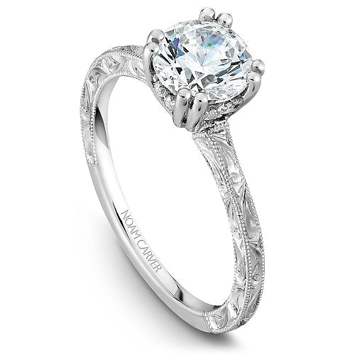 White gold ring with vintage diamond accents.