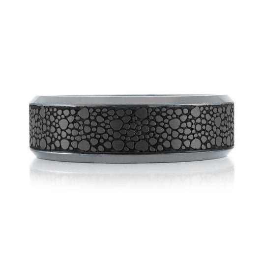 Black carved tantalum carbon fiber band.