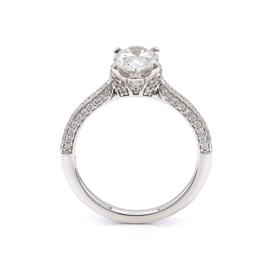 18K white gold ring with diamonds.