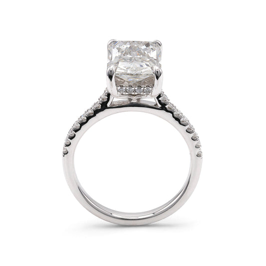 14K white gold ring with lab-grown diamonds.
