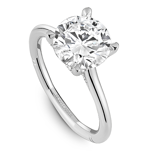 14K white gold ring with round diamonds.