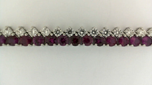 ReMARKable Designs Tennis Necklace in 14 Karat White Gold with 13.51ctw Round Rubies