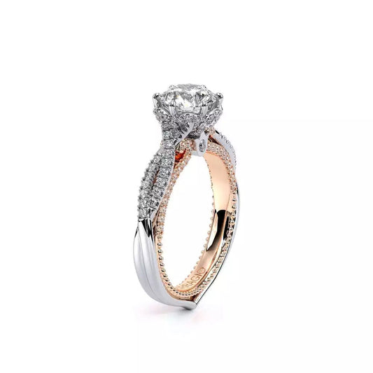 Diamond ring with white and rose gold.