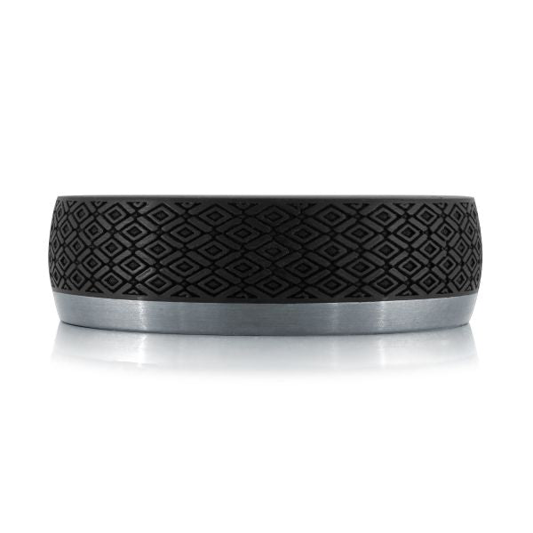 Tantalum carbon fiber carved black-grey band.
