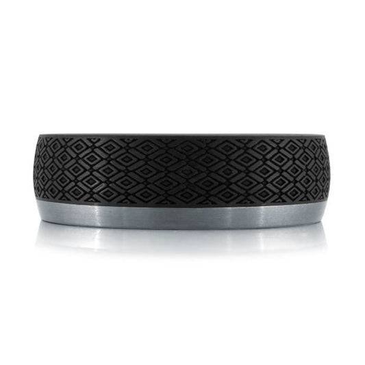 Tantalum carbon fiber carved black-grey band.