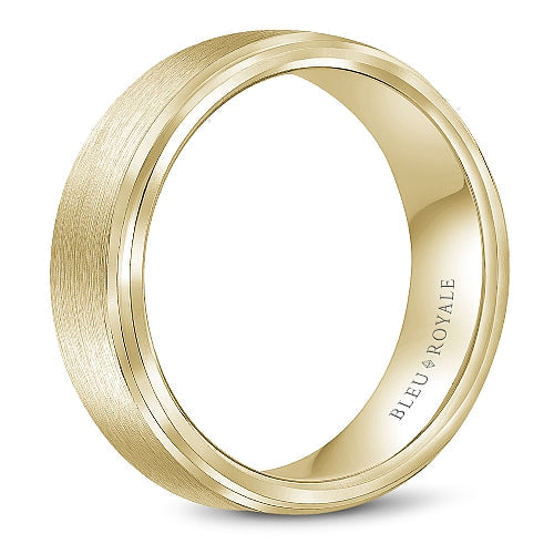 14K Yellow Gold Carved Band, Satin Finish.