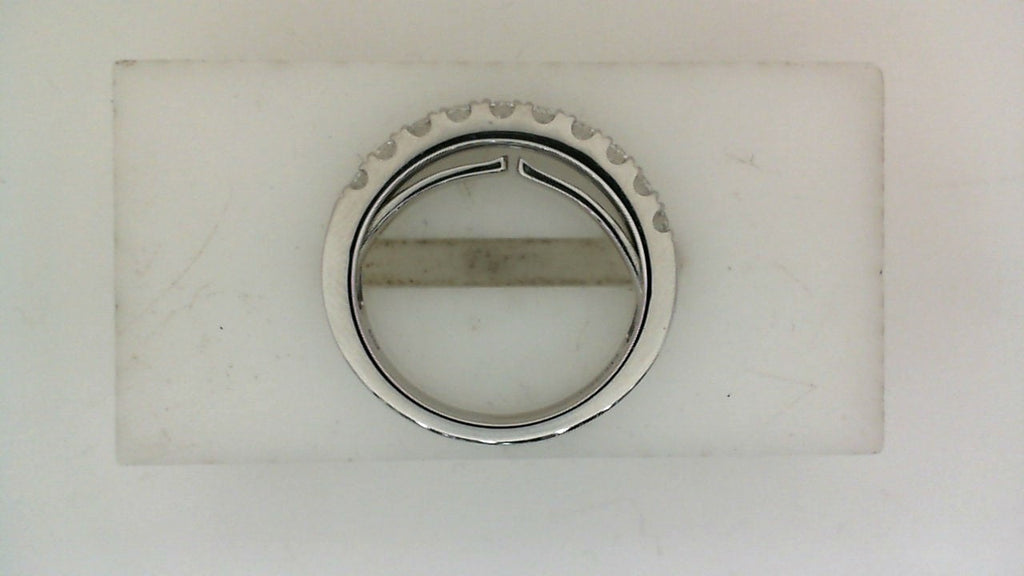 White gold band with round diamonds, expandable design.
