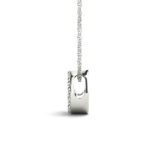 White gold necklace with diamond accents.