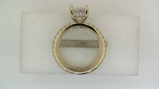14K white gold ring with round diamonds.