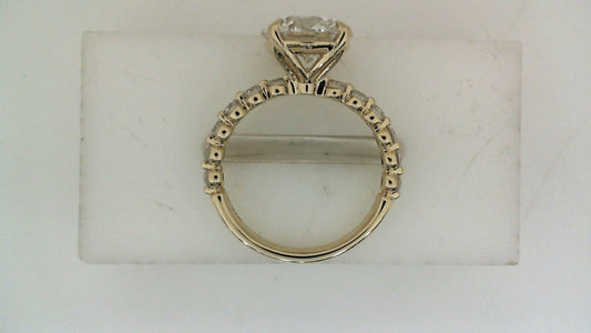 ReMARKable Designs Side Stone Complete Engagement Ring in 14 Karat Yellow Gold with 3.47ctw of Round Lab-Grown Diamonds