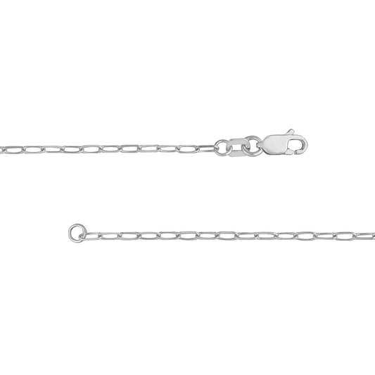 14K white gold paperclip chain with clasp.