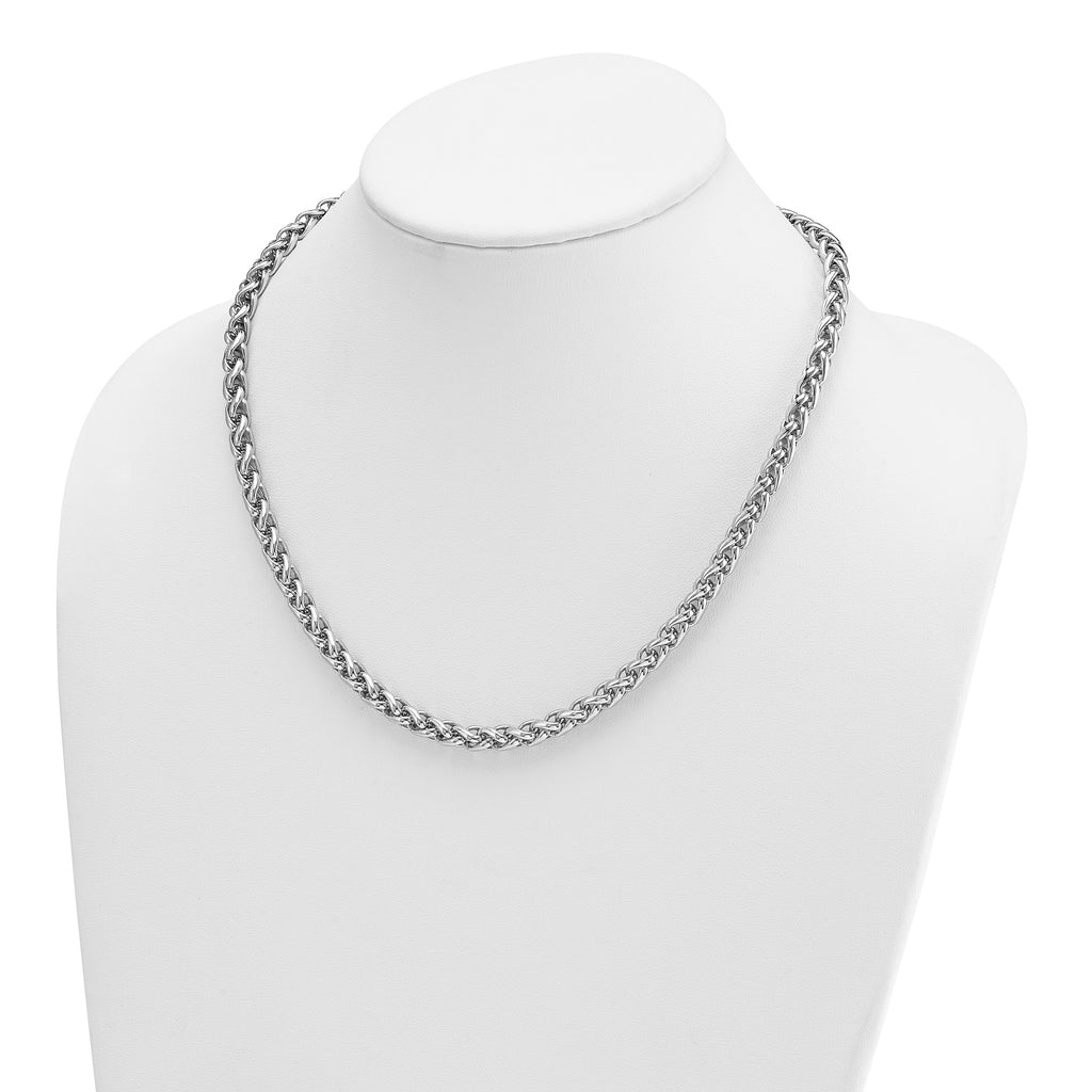 Sterling Silver Wheat Chain on Display Bust