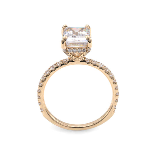 14K yellow gold ring with side diamonds.