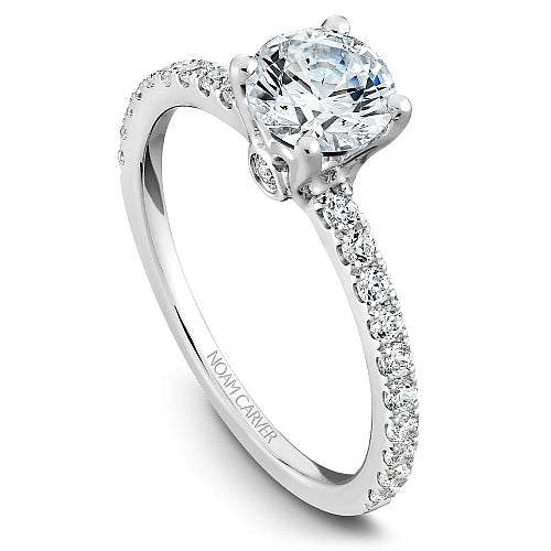 14K white gold ring with round diamonds.