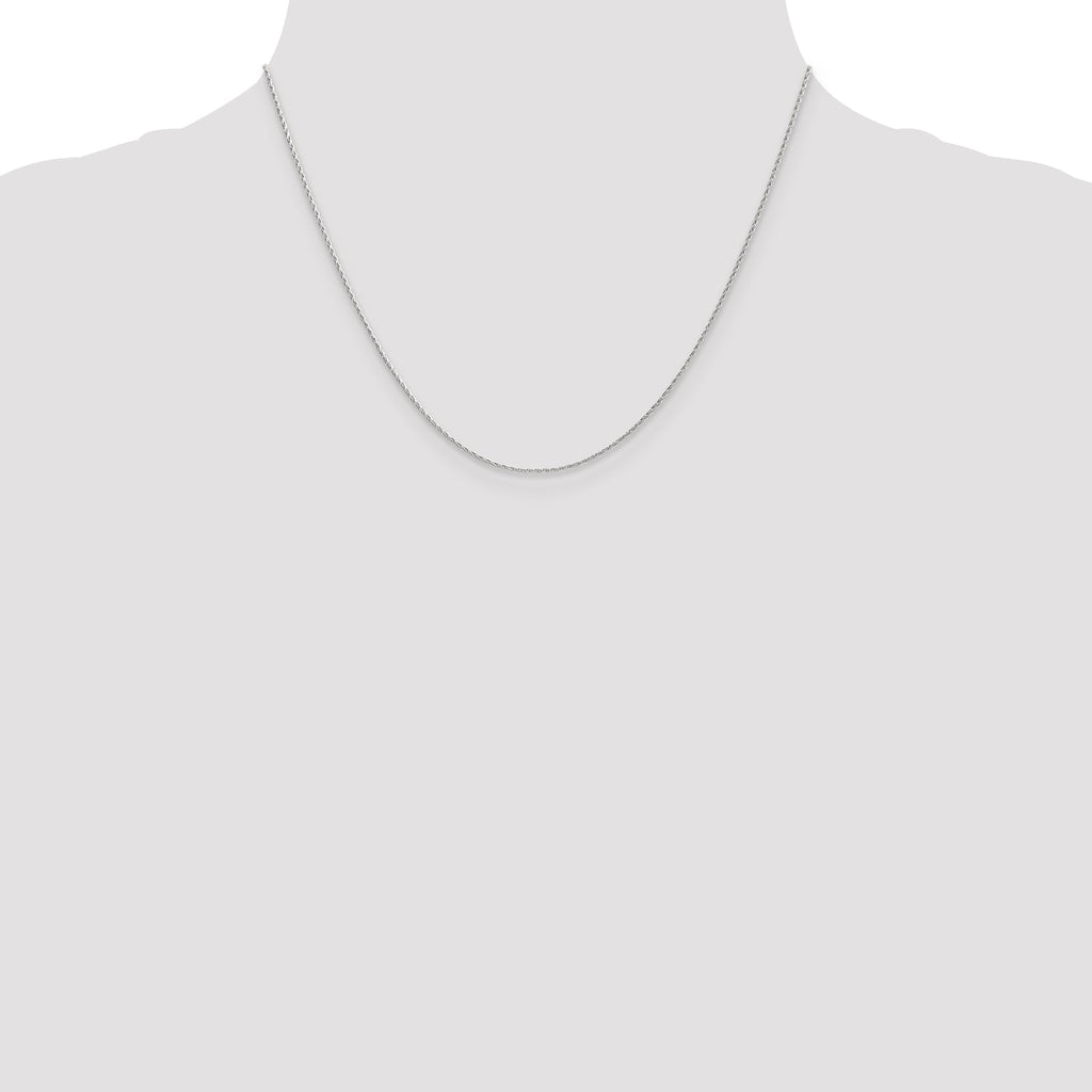14K white gold wheat chain necklace.